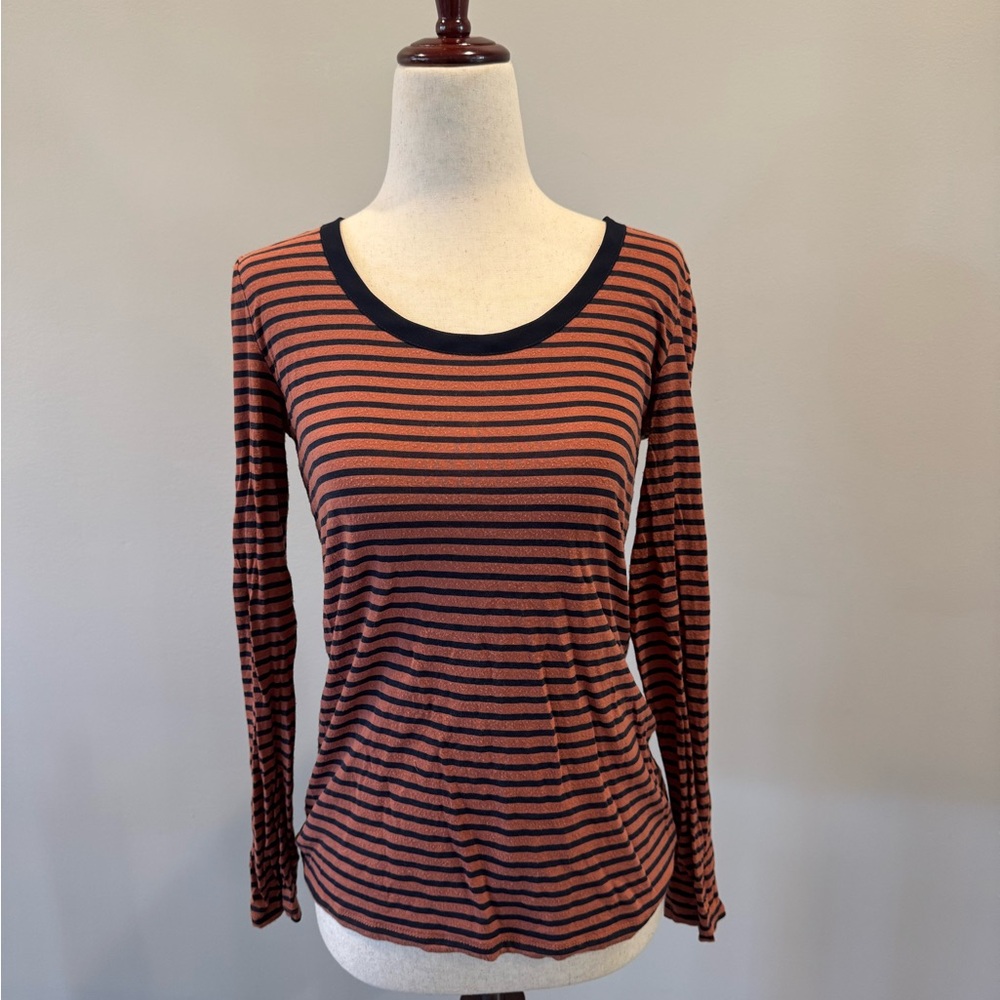 Gap Striped Long Sleeve Top - Navy and Orange